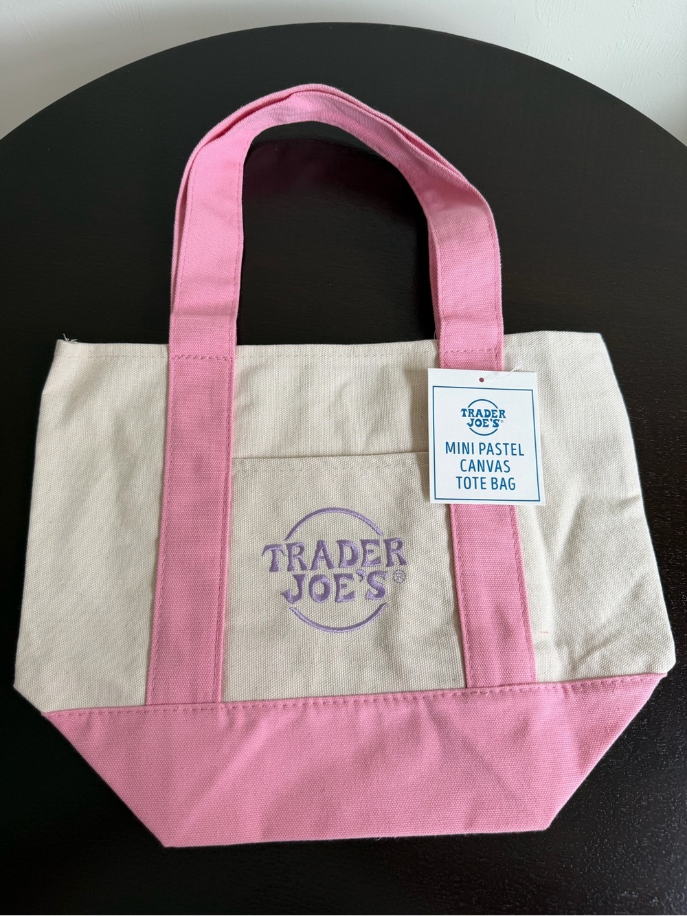 Mini Pastel Canvas Tote Bag in Pink and Cream